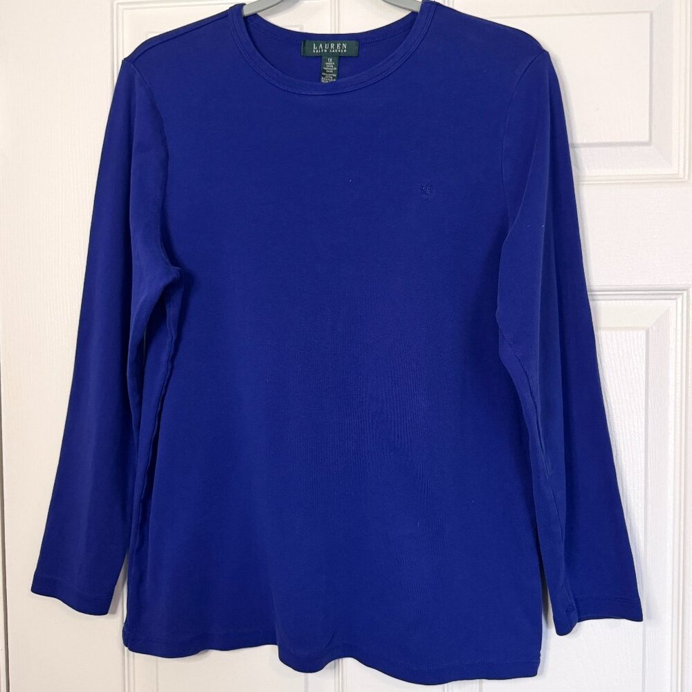 Lauren Ralph Lauren Long Sleeve Crewneck Tee in Cobalt Blue